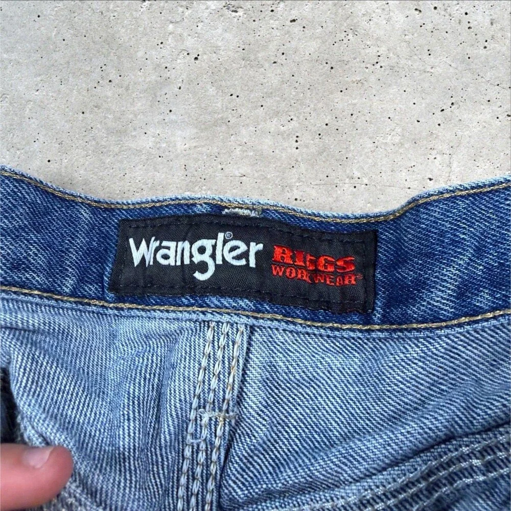Wrangler Riggs Workwear Carpenter Jeans Mens 42x34 Blue Denim Utility 3W020AI